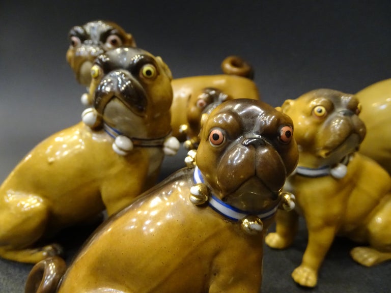 Pug Dogs 19th Century 6 Germany Porcelain, Sculpture For Sale 6