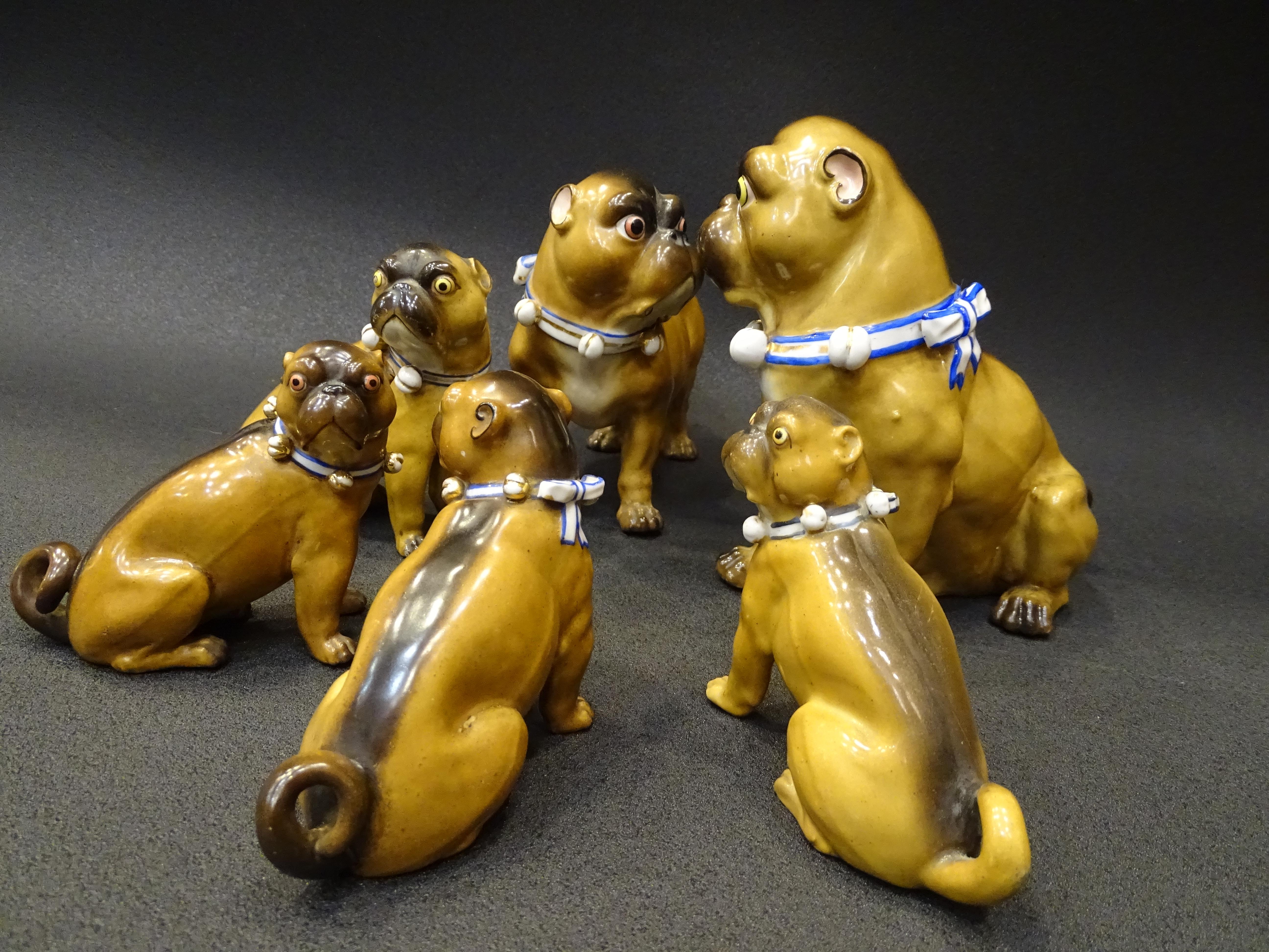 Pug Dogs 19th Century 6 Germany Porcelain, Sculpture 7