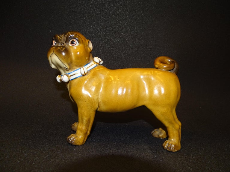 Neoclassical Pug Dogs 19th Century 6 Germany Porcelain, Sculpture For Sale