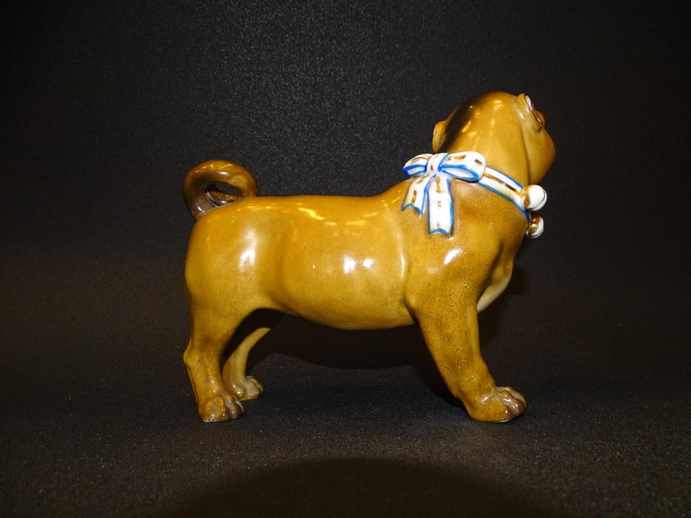 French Pug Dogs 19th Century 6 Germany Porcelain, Sculpture For Sale