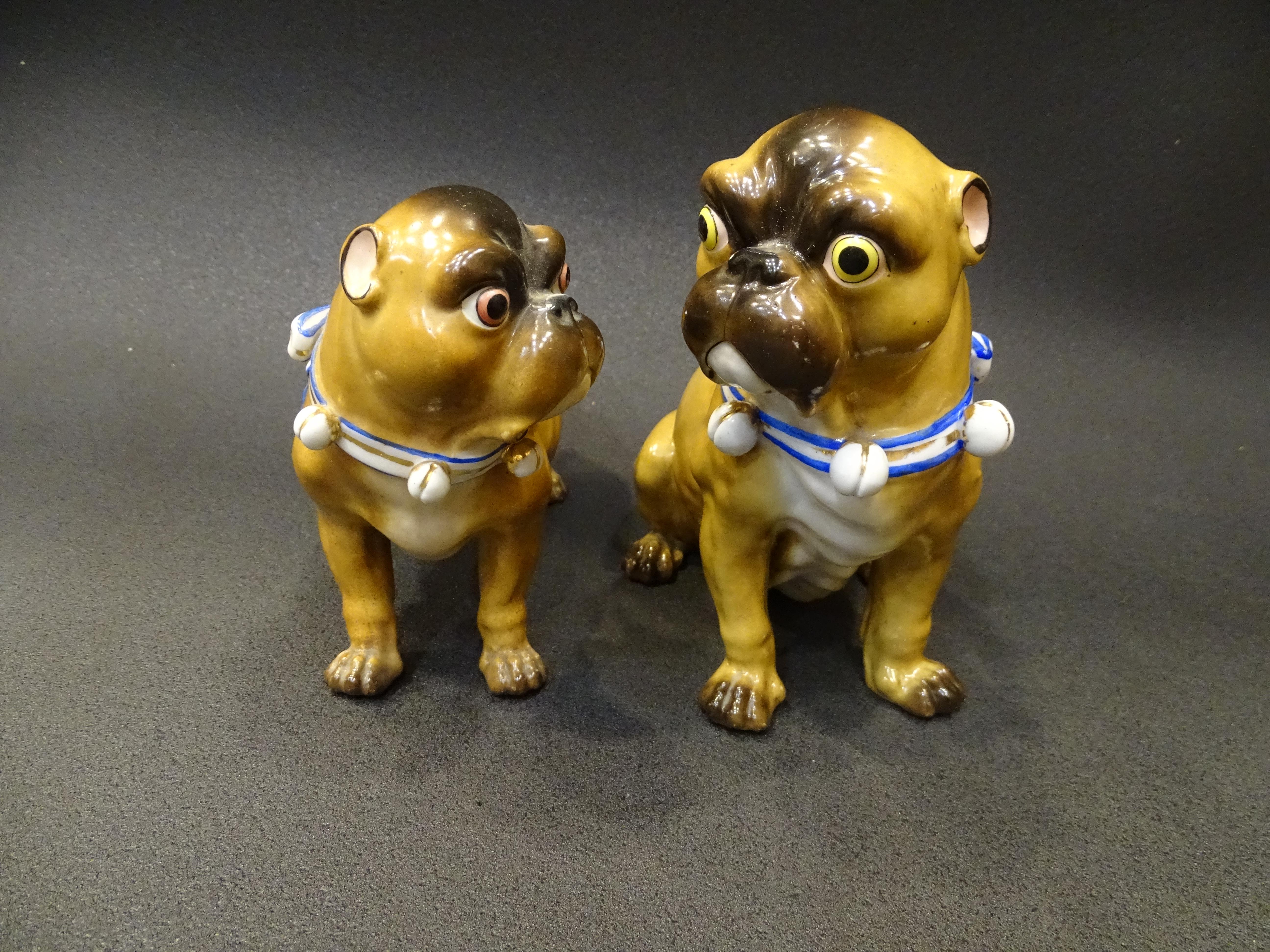Neoclassical Pug Dogs 19th Century 6 Germany Porcelain, Sculpture