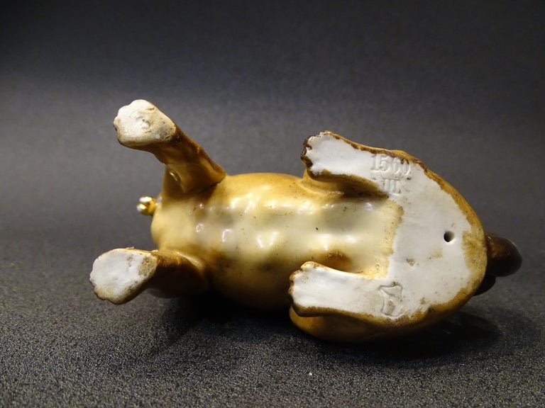 Gold Pug Dogs 19th Century 6 Germany Porcelain, Sculpture For Sale