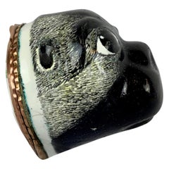 Pug Form Bonbonniere, Bilston Battersea Enamel on Copper, England, 18th C