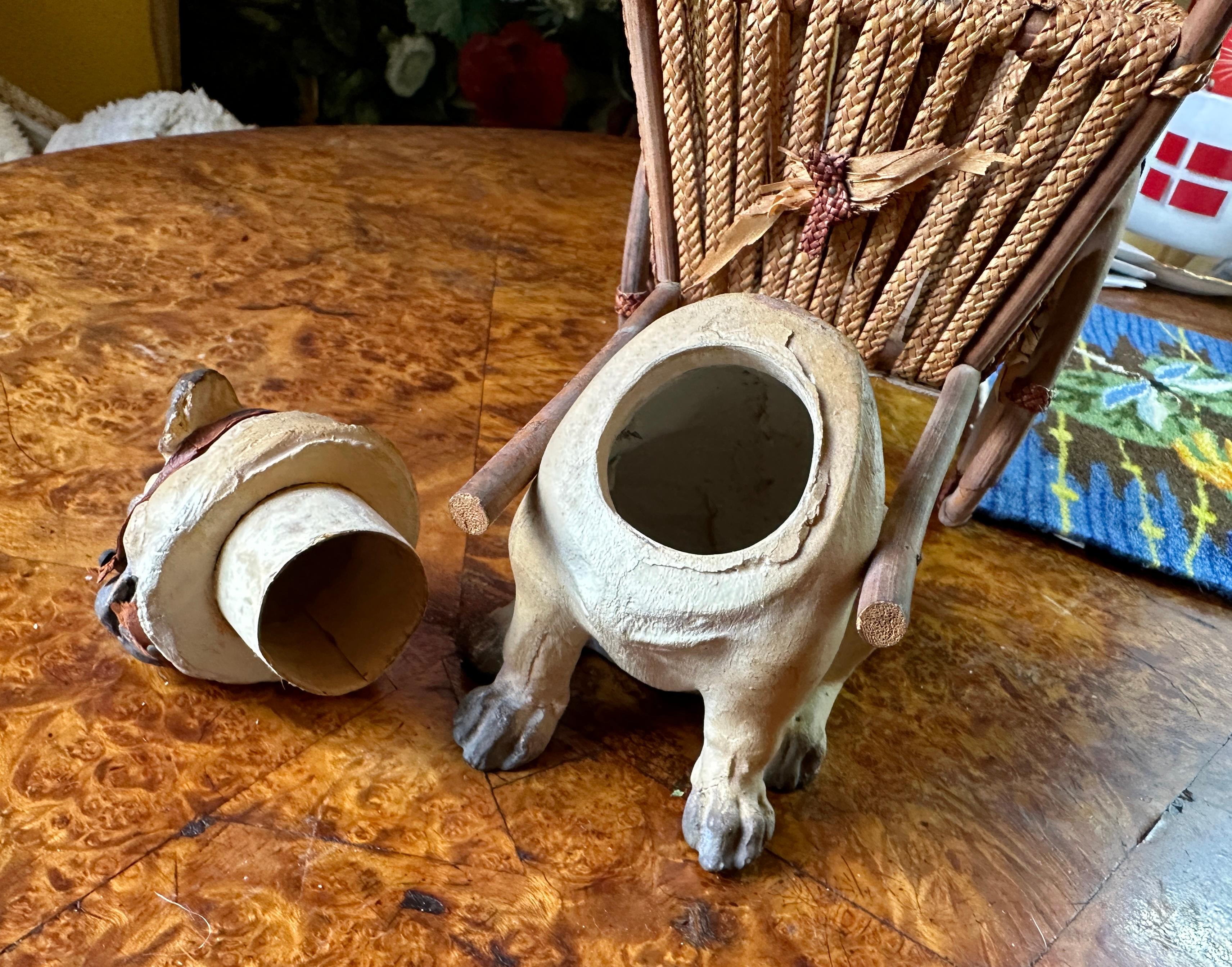 Pug Französischer Bulldogge Puppy Hundewagen Candy Container Deutschland Antike 1910 Weihnachtsgeschenk im Angebot 6