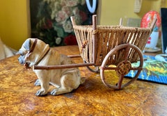 Pug French Bulldog Puppy Dog Cart Candy Container Germany Antique 1910 Christmas