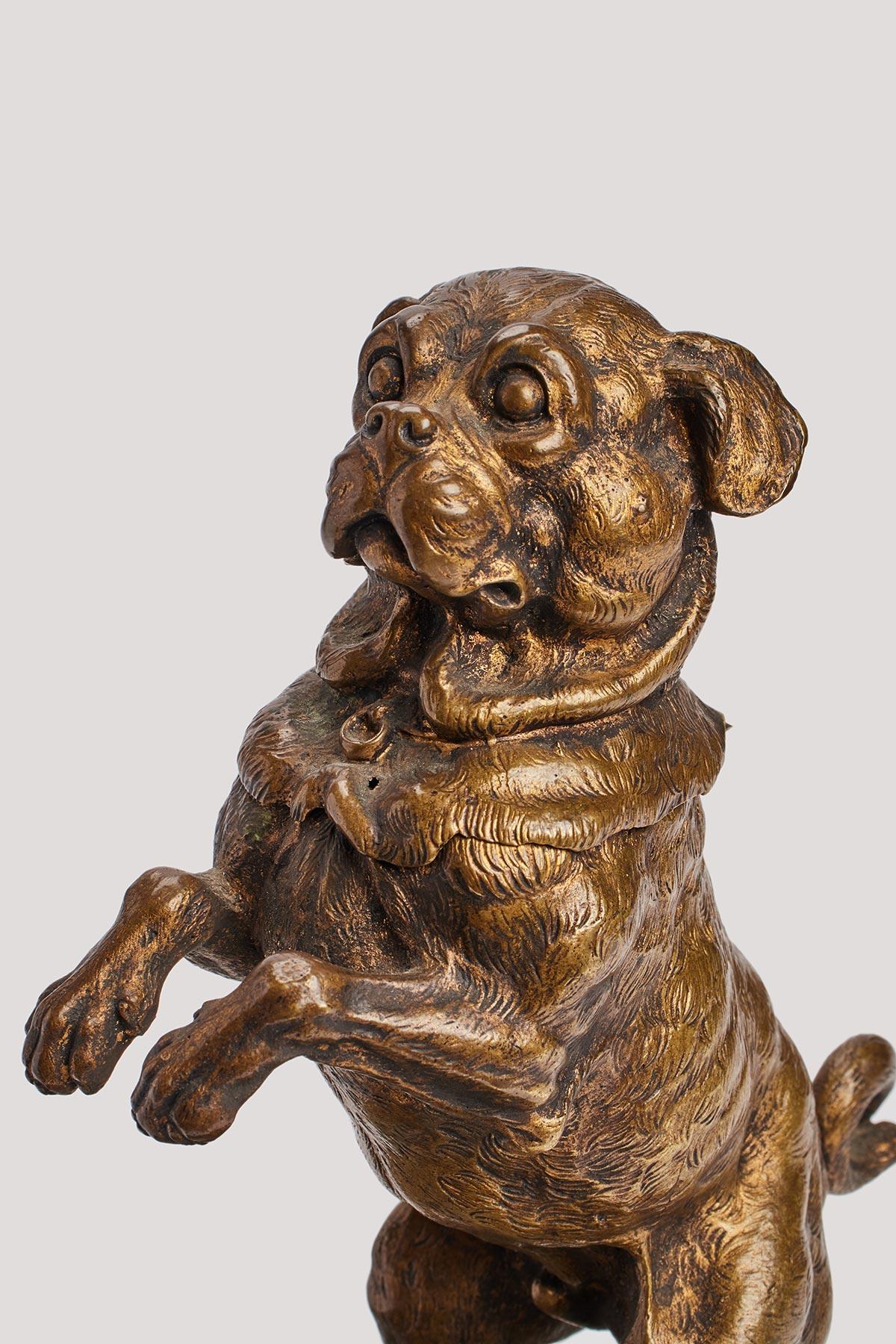 Pug Vienna Bronze Inkwell, Austria, 1890 In Excellent Condition In Milan, IT