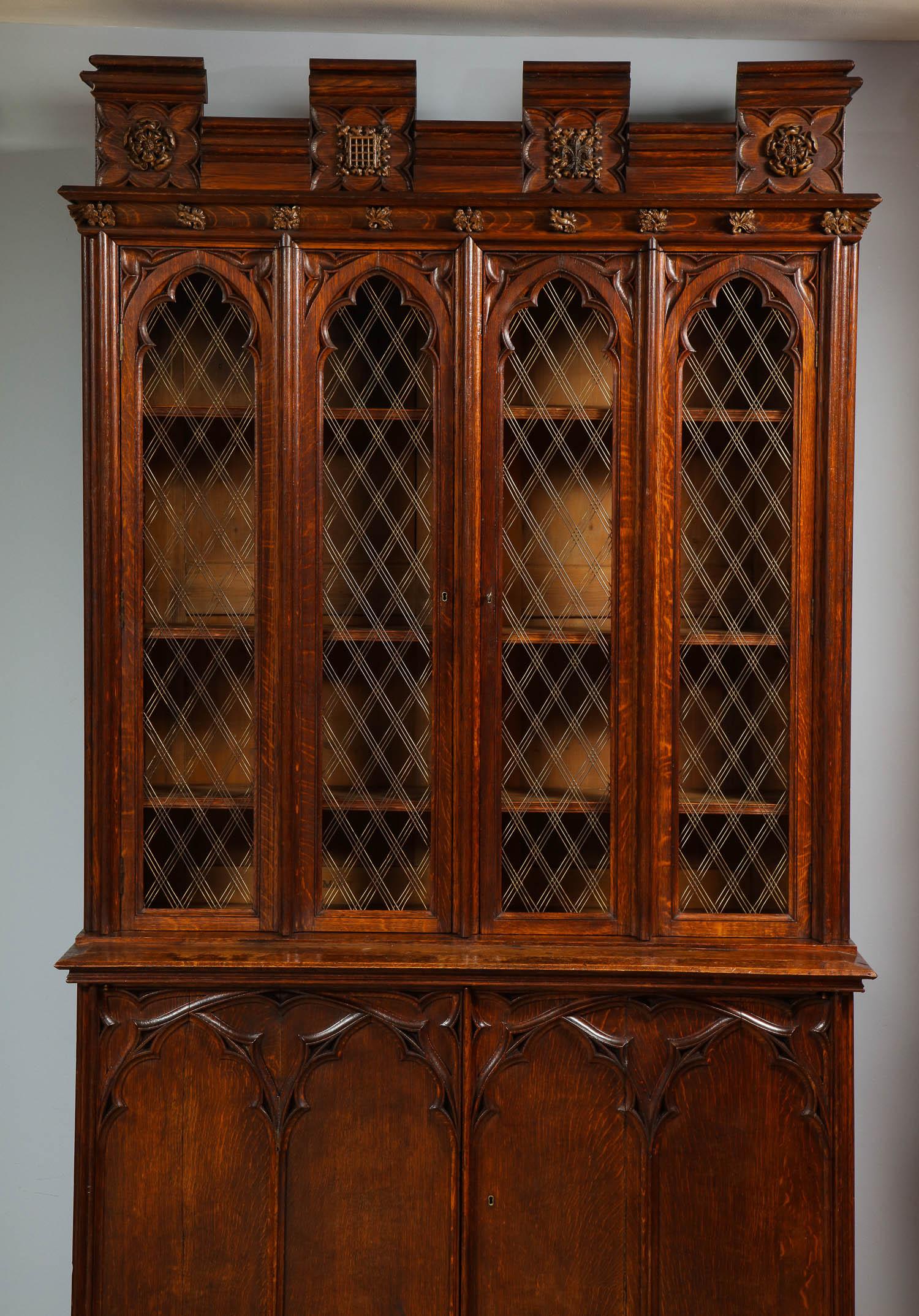 English Pugin Bookcase For Sale