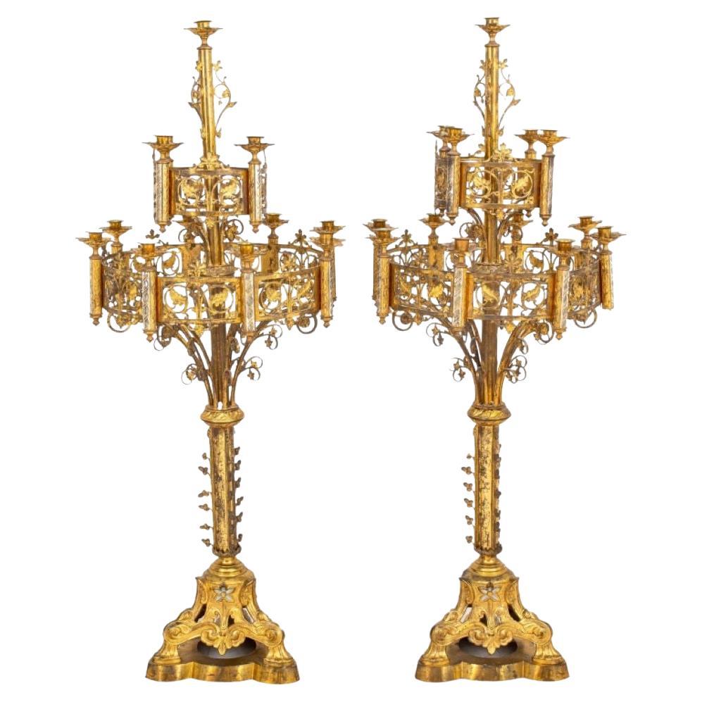 Pugin Manner Gothic Revival Candleabra, 19th Century For Sale