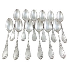 Puiforcat - 12 Sterling Silver Art Nouveau Iris Spoons
