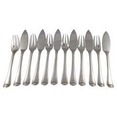 Puiforcat 6 Fish Cutlery In Sterling Silver Mazarin Model