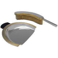 Puiforcat, Art Deco 1st Quality Solid Silver Crumb Brush & Tray, Circa 1930