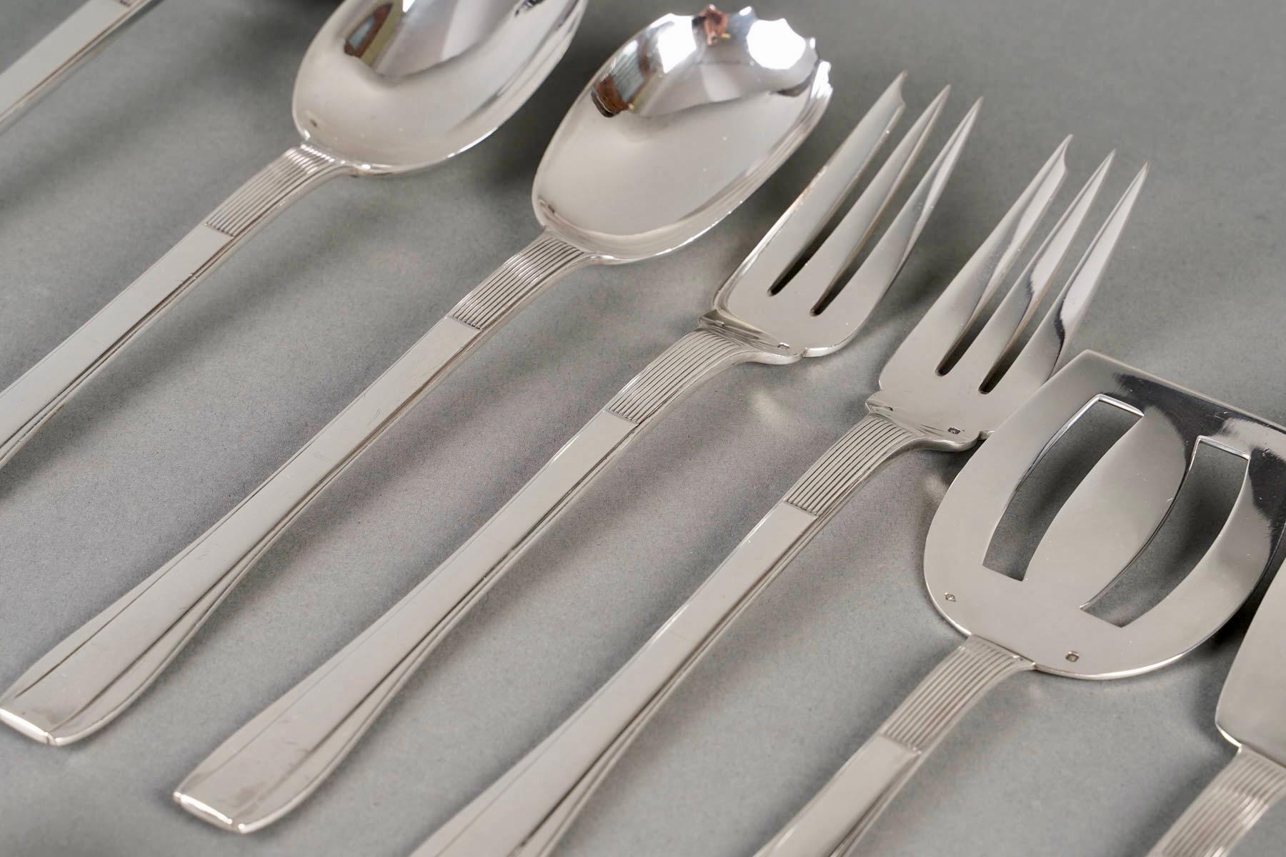 Puiforcat - Art Deco Cutlery Flatware Set Nice Sterling Silver - 192 Pieces For Sale 7