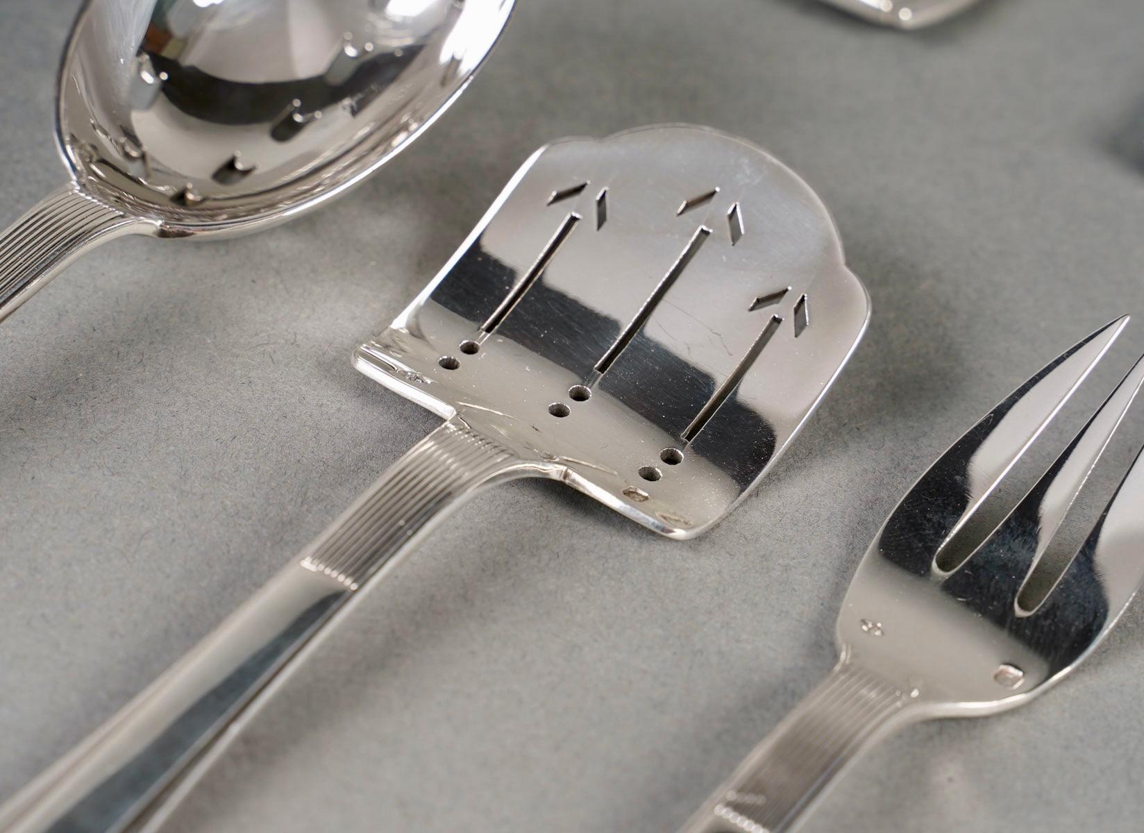 Puiforcat - Art Deco Cutlery Flatware Set Nice Sterling Silver - 192 Pieces 8