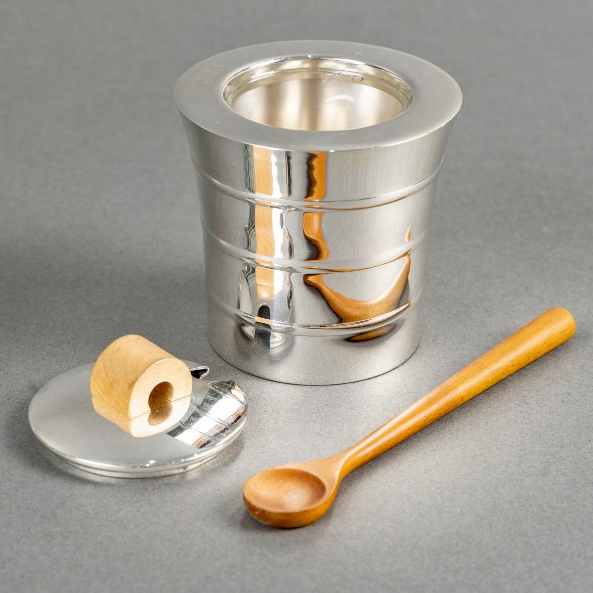 Épsilon Art Déco Modernist Salt Pepper Mustard Épsilon en argent sterling 1936 Puiforcat Bon état à Boulogne Billancourt, FR