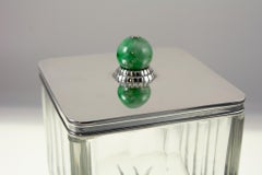 Puiforcat, Art Deco, Sterling Silber Kristall Jadeit Box, Paris, um 1925