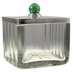Puiforcat, Art Decó, Caja de plata de ley con cristal de jadeíta, París, circa 1925