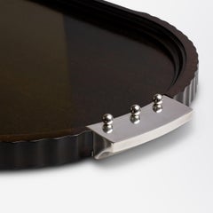 Plateau Puiforcat de style Art Déco en bois de rose et plaqué argent