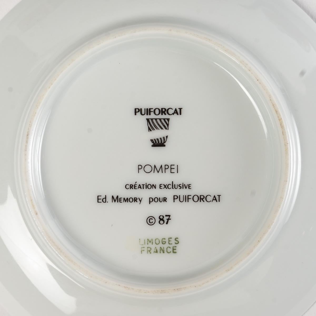 Puiforcat, Coffee Set Pompeii Limoges Porcelain 3