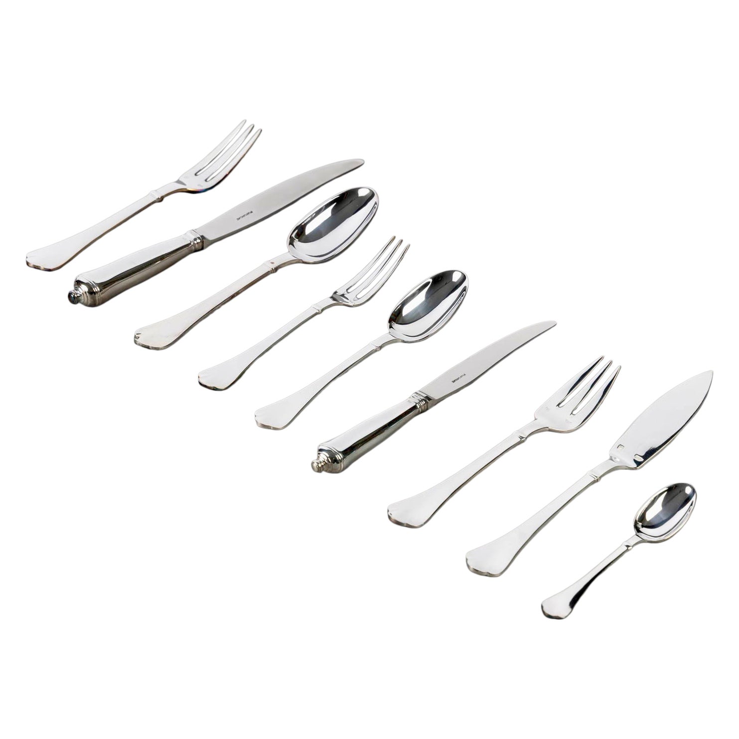 Puiforcat - Couverts de table Cardinal Métal plaqué Silver 12 personnes 110 pièces en vente