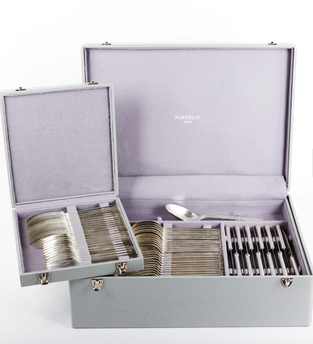Puiforcat, Cutlery Flatware Set Aphea Solid Sterling Silver in Box, 110 Pieces 4