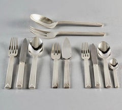 Puiforcat, Cutlery Flatware Set Aphea Solid Sterling Silver in Box, 110 Pieces