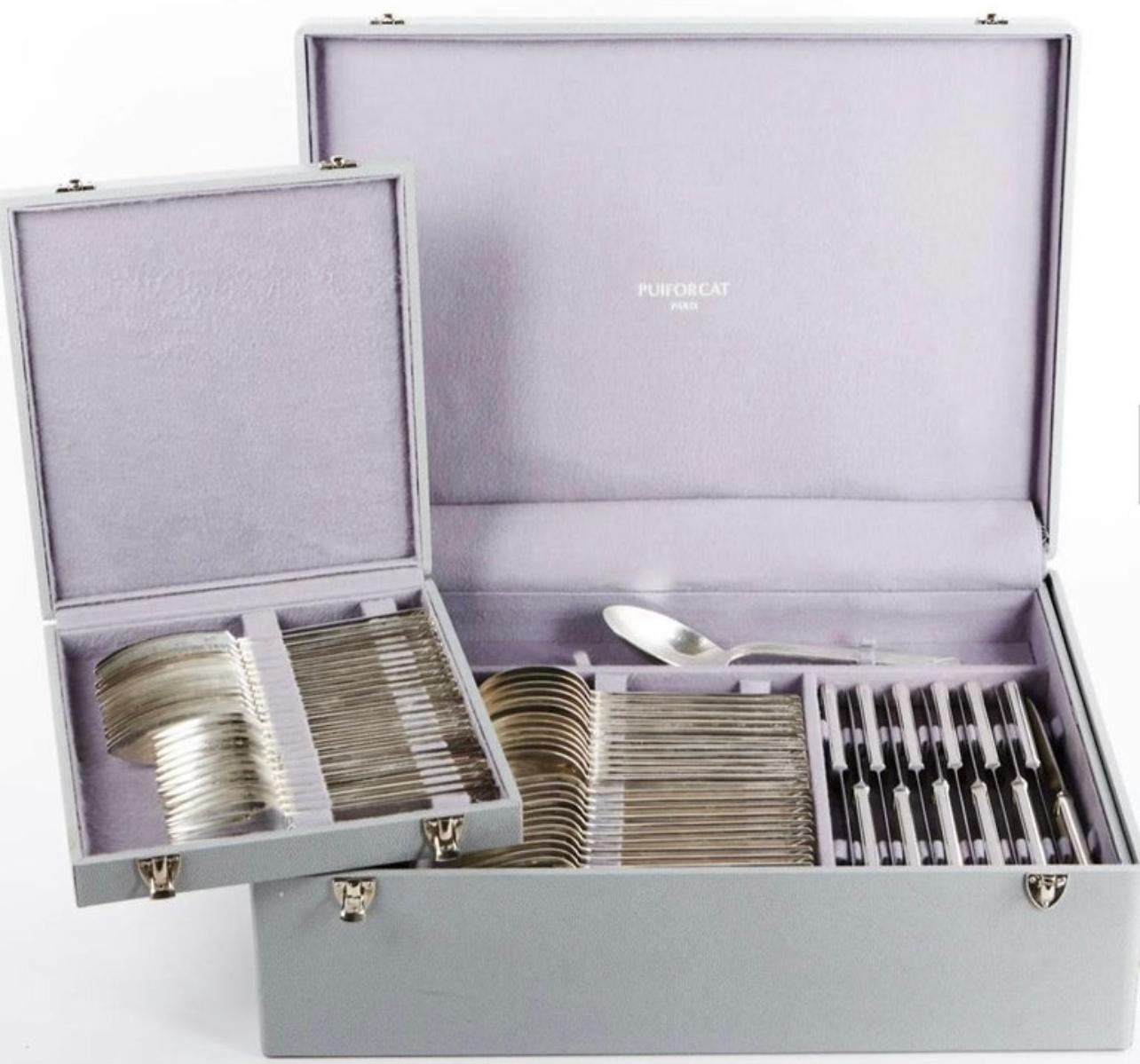 Puiforcat, Cutlery Flatware Set Aphea Solid Sterling Silver in Box, 110 Pieces 2