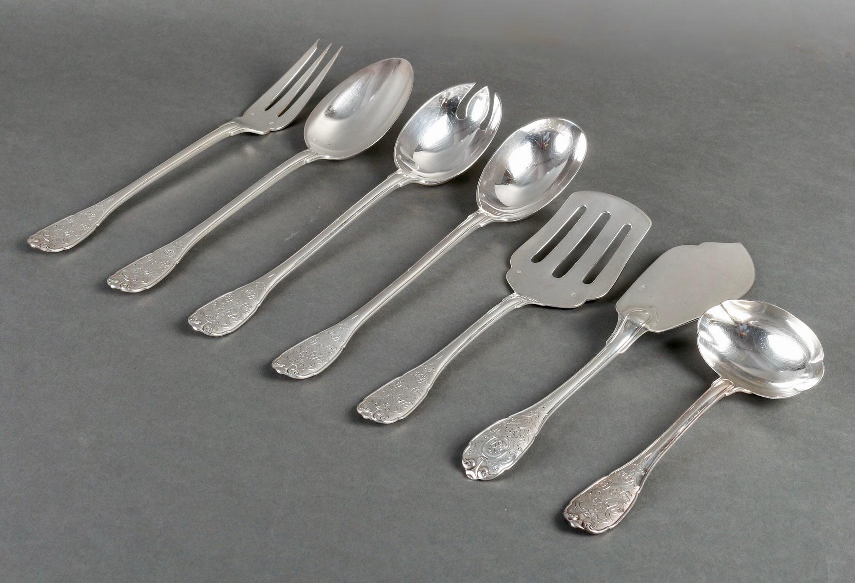 Puiforcat - Cutlery Flatware Set Elysee Sterling Silver & Vermeil - 127 Pieces 3