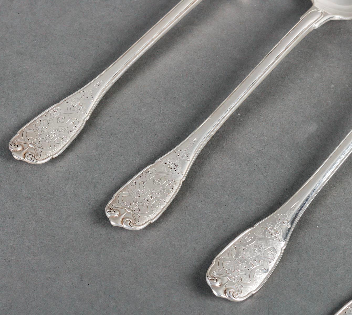 Puiforcat - Cutlery Flatware Set Elysee Sterling Silver & Vermeil - 127 Pieces 4