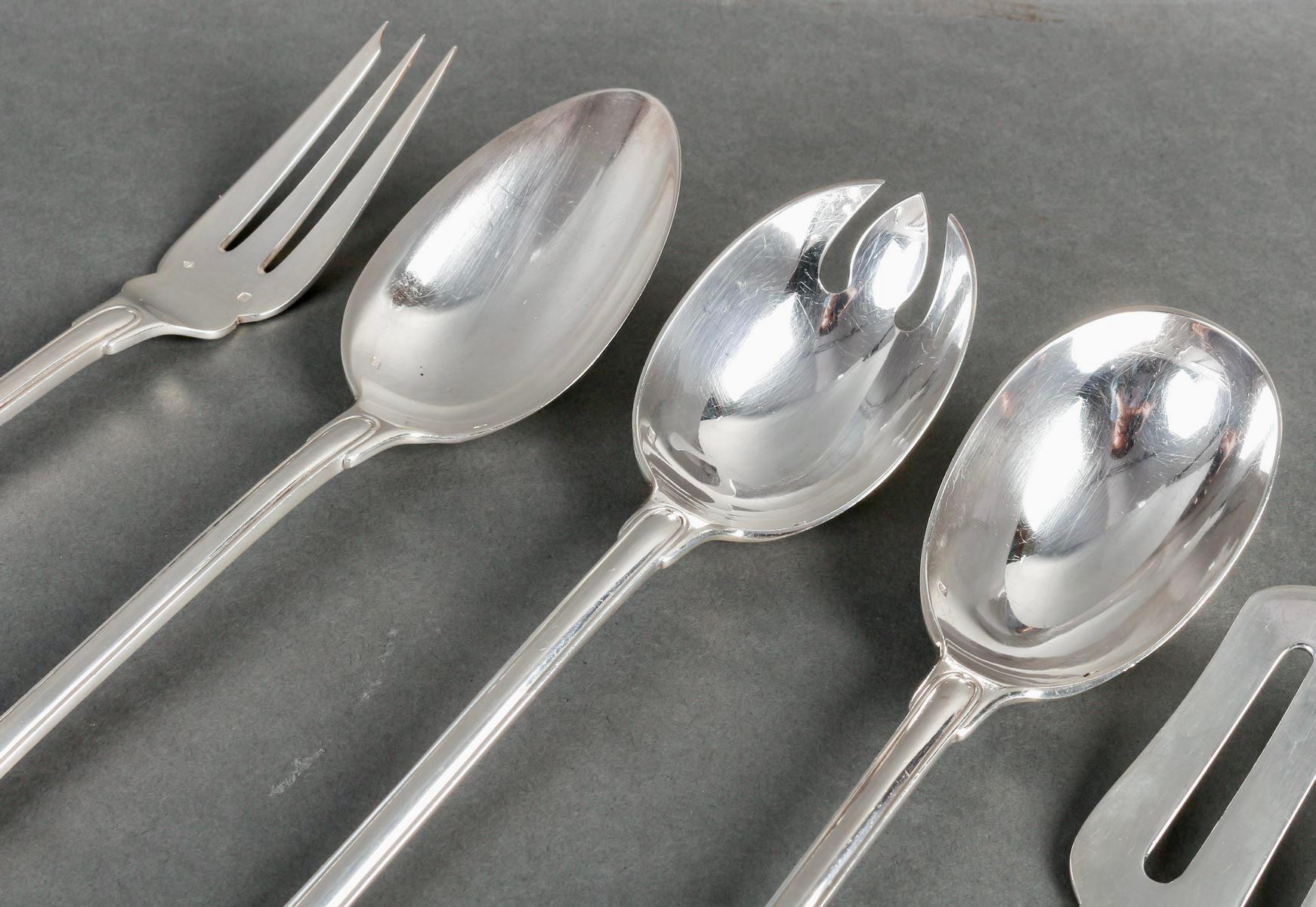 Puiforcat - Cutlery Flatware Set Elysee Sterling Silver & Vermeil - 127 Pieces 5
