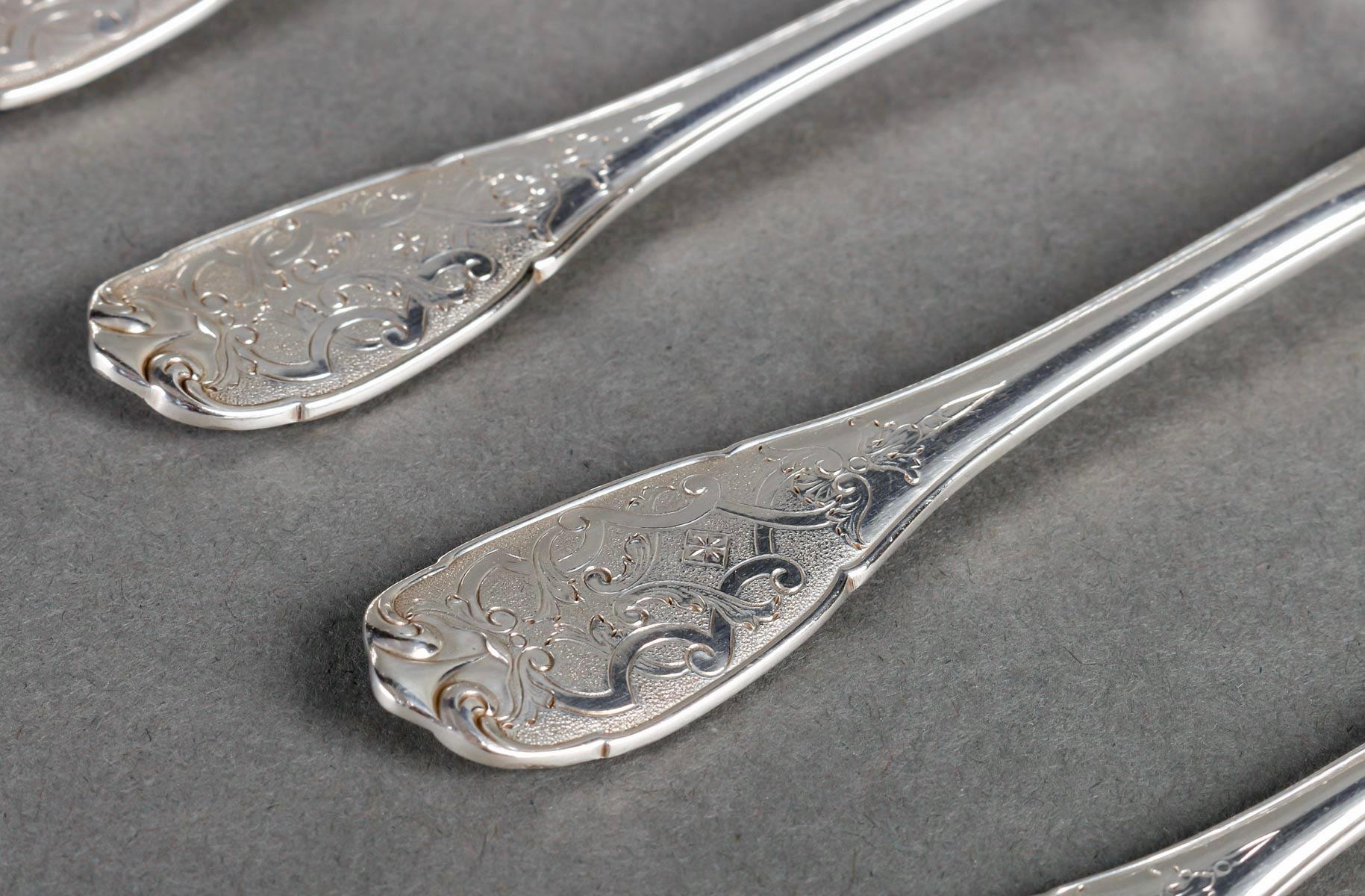 French Puiforcat - Cutlery Flatware Set Elysee Sterling Silver & Vermeil - 127 Pieces