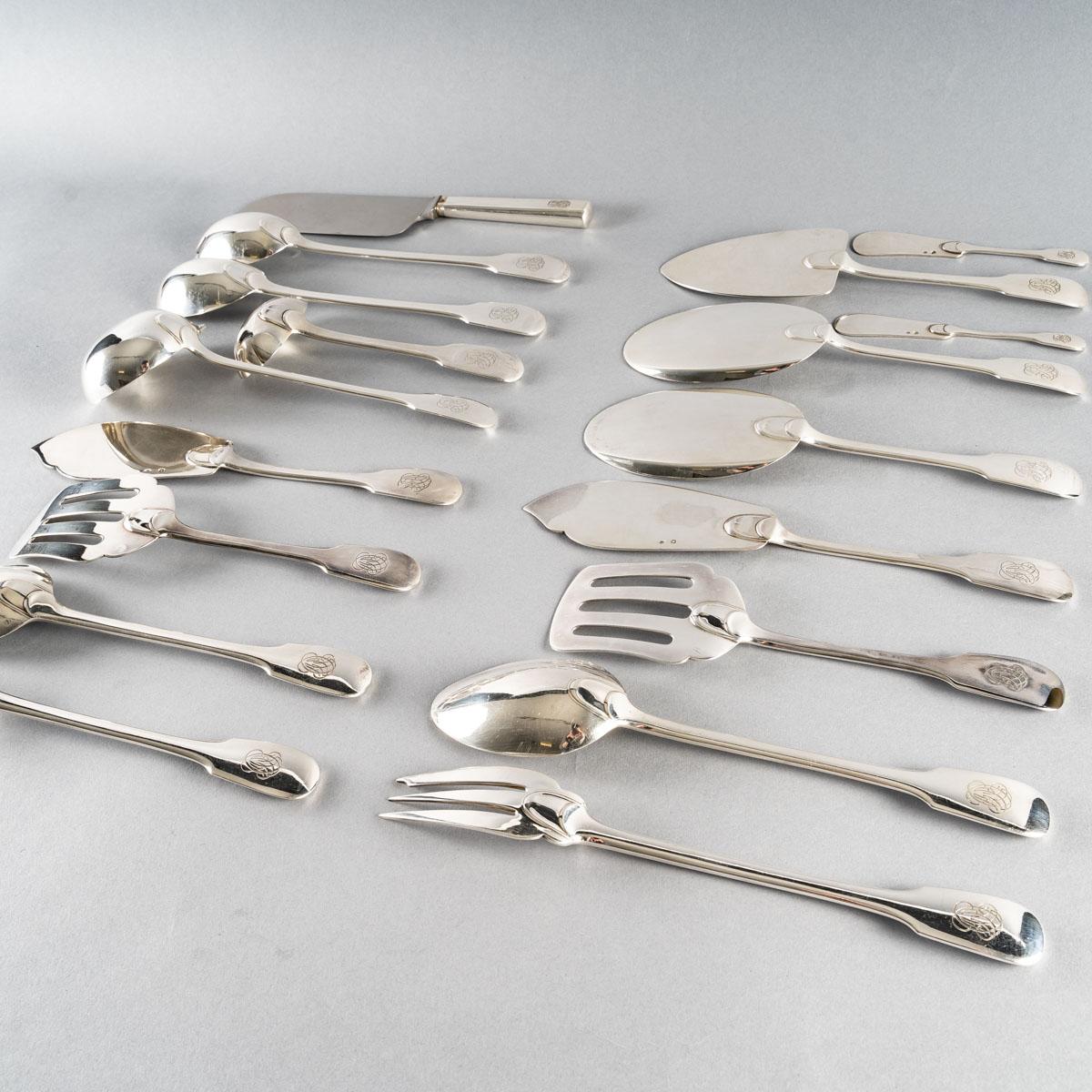 Puiforcat, Cutlery Flatware Set Louvois and Turenne Sterling Silver 162 Pieces 3