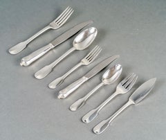 Puiforcat, Cutlery Flatware Set Louvois Sterling Silver, 96 Pieces