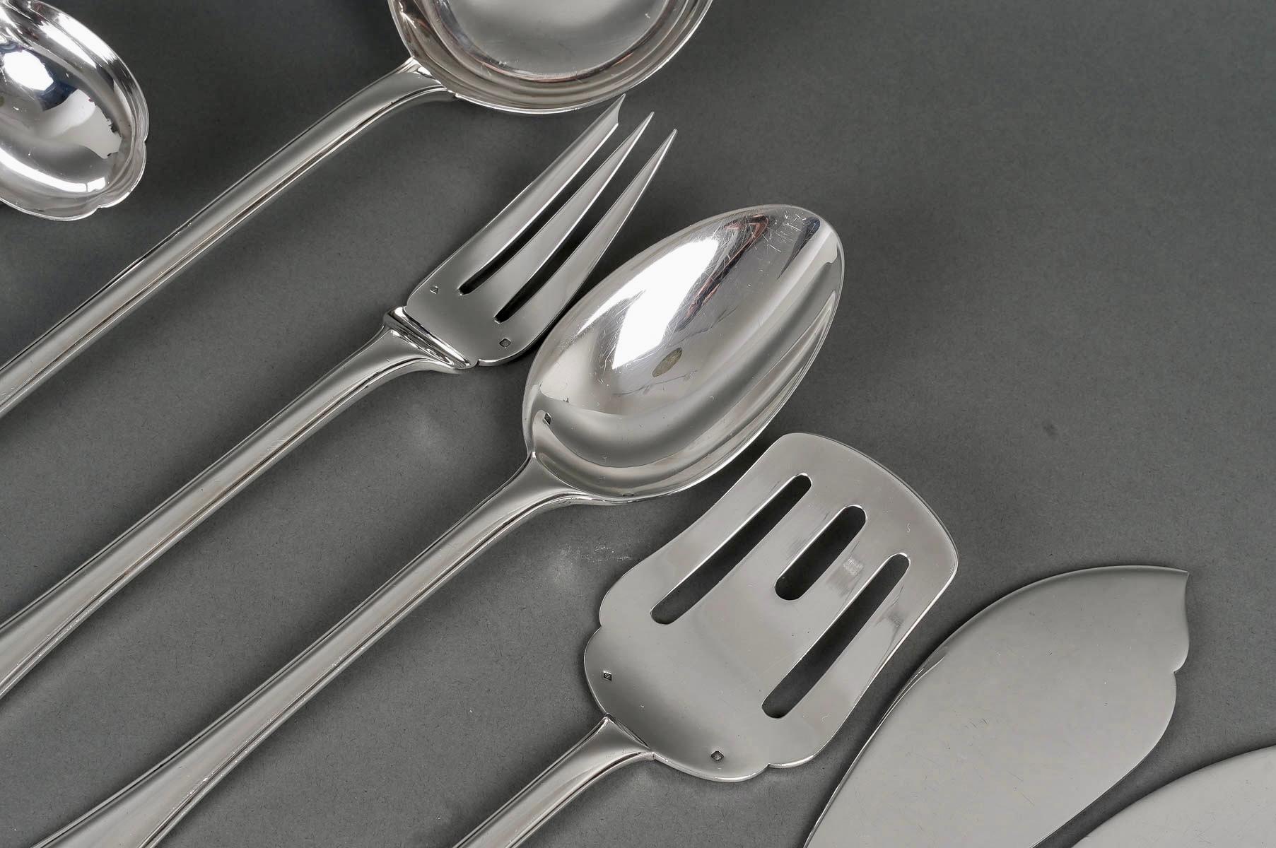 Puiforcat, Cutlery Flatware Set Mazarin Sterling Silver, 141 Pieces 8