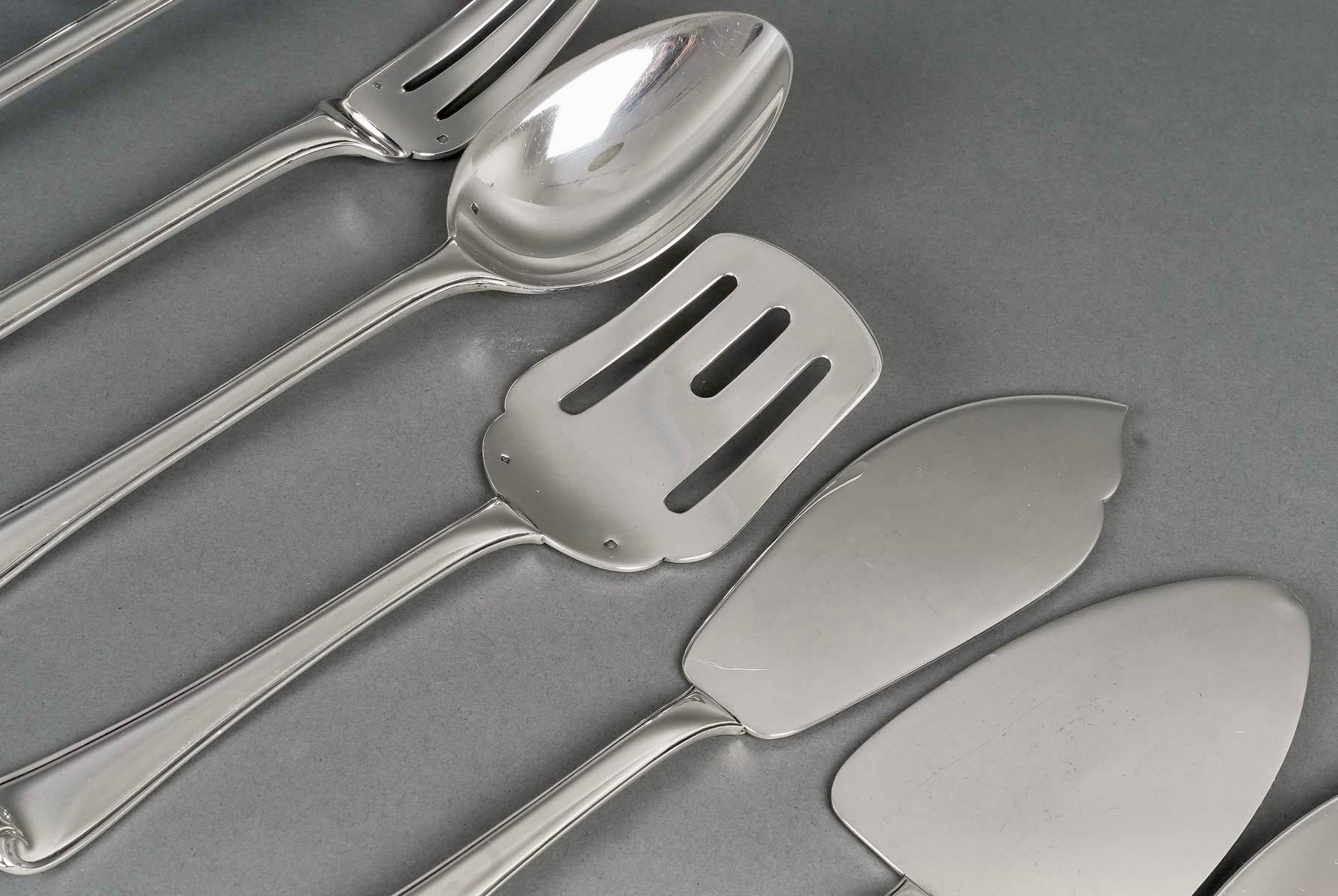 Puiforcat, Cutlery Flatware Set Mazarin Sterling Silver, 141 Pieces 10