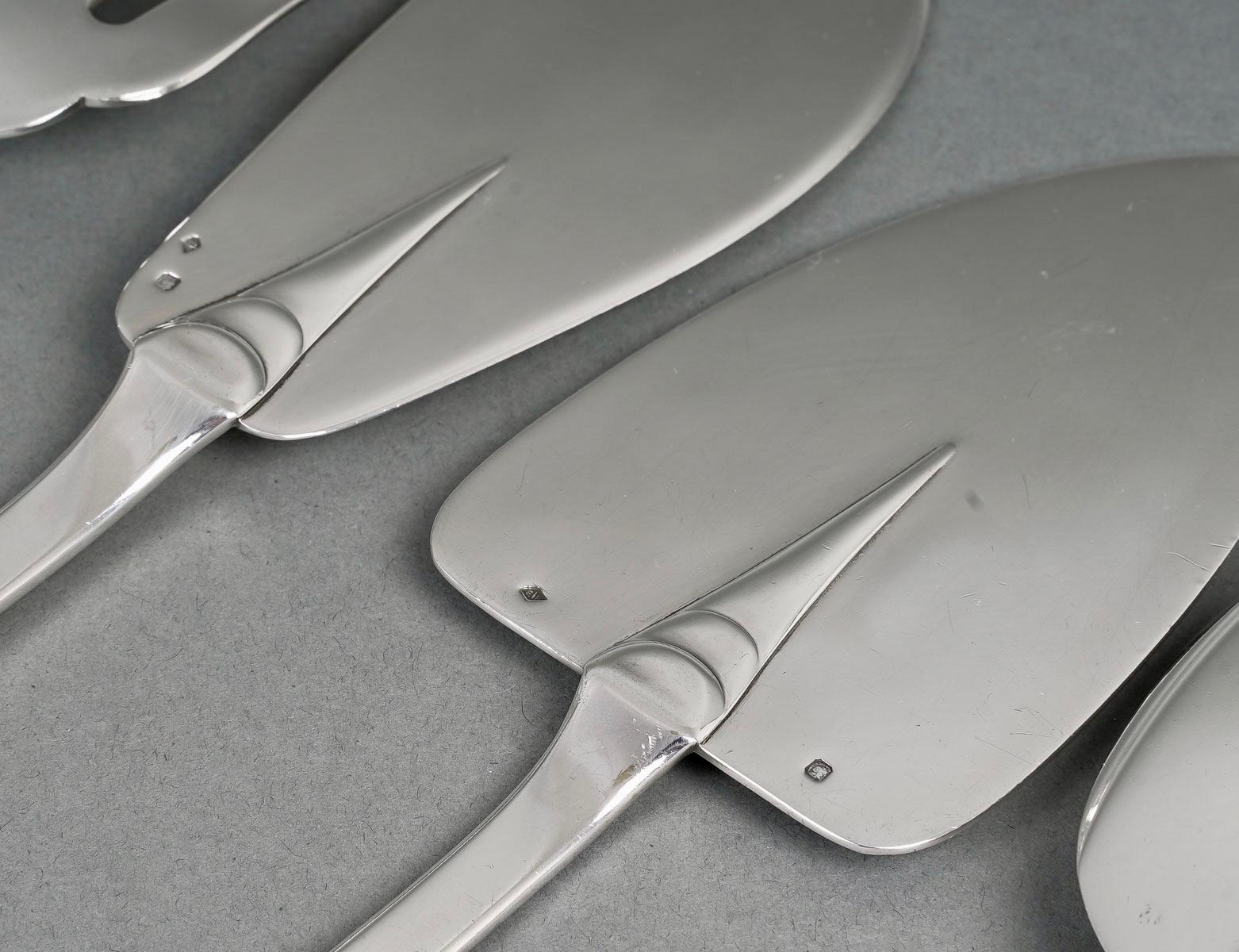 Puiforcat, Cutlery Flatware Set Mazarin Sterling Silver, 141 Pieces 12