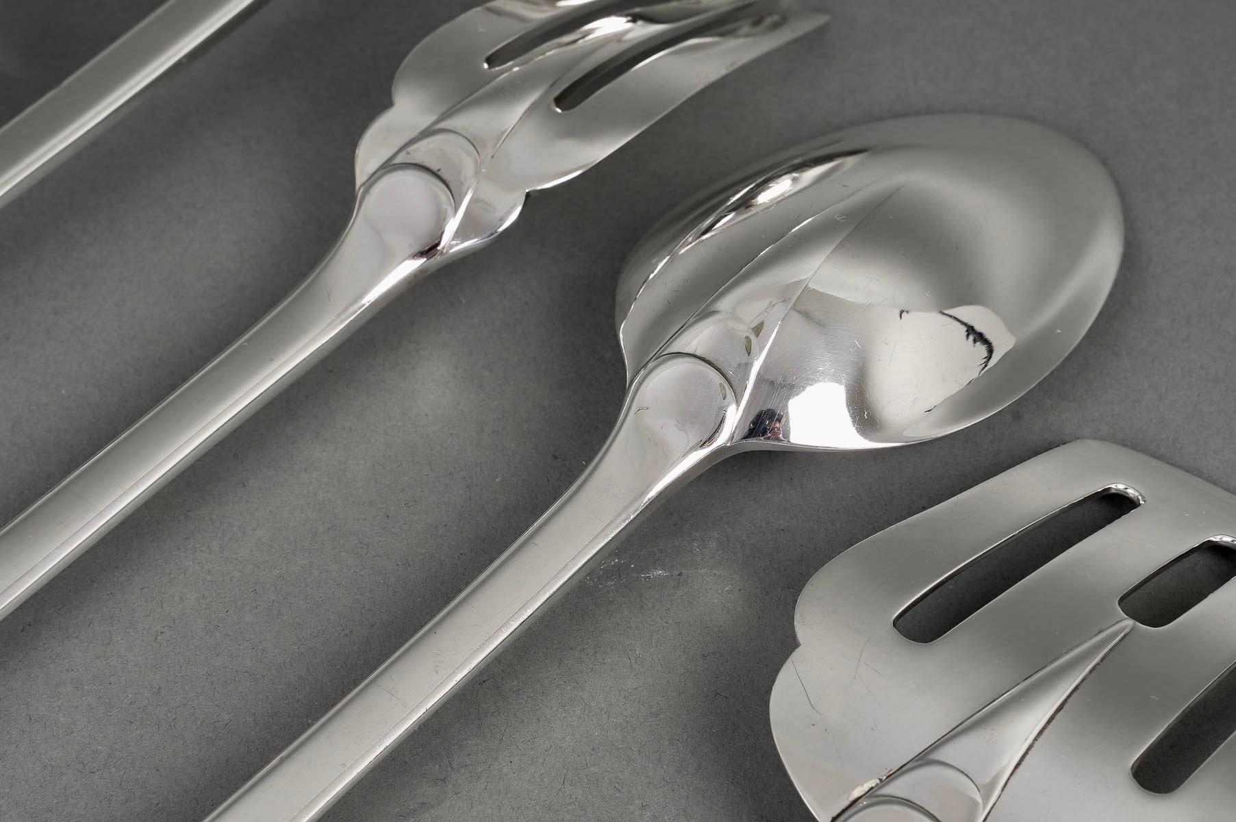 Puiforcat, Cutlery Flatware Set Mazarin Sterling Silver, 141 Pieces 13
