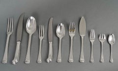 Puiforcat, Cutlery Flatware Set Mazarin Sterling Silver, 141 Pieces