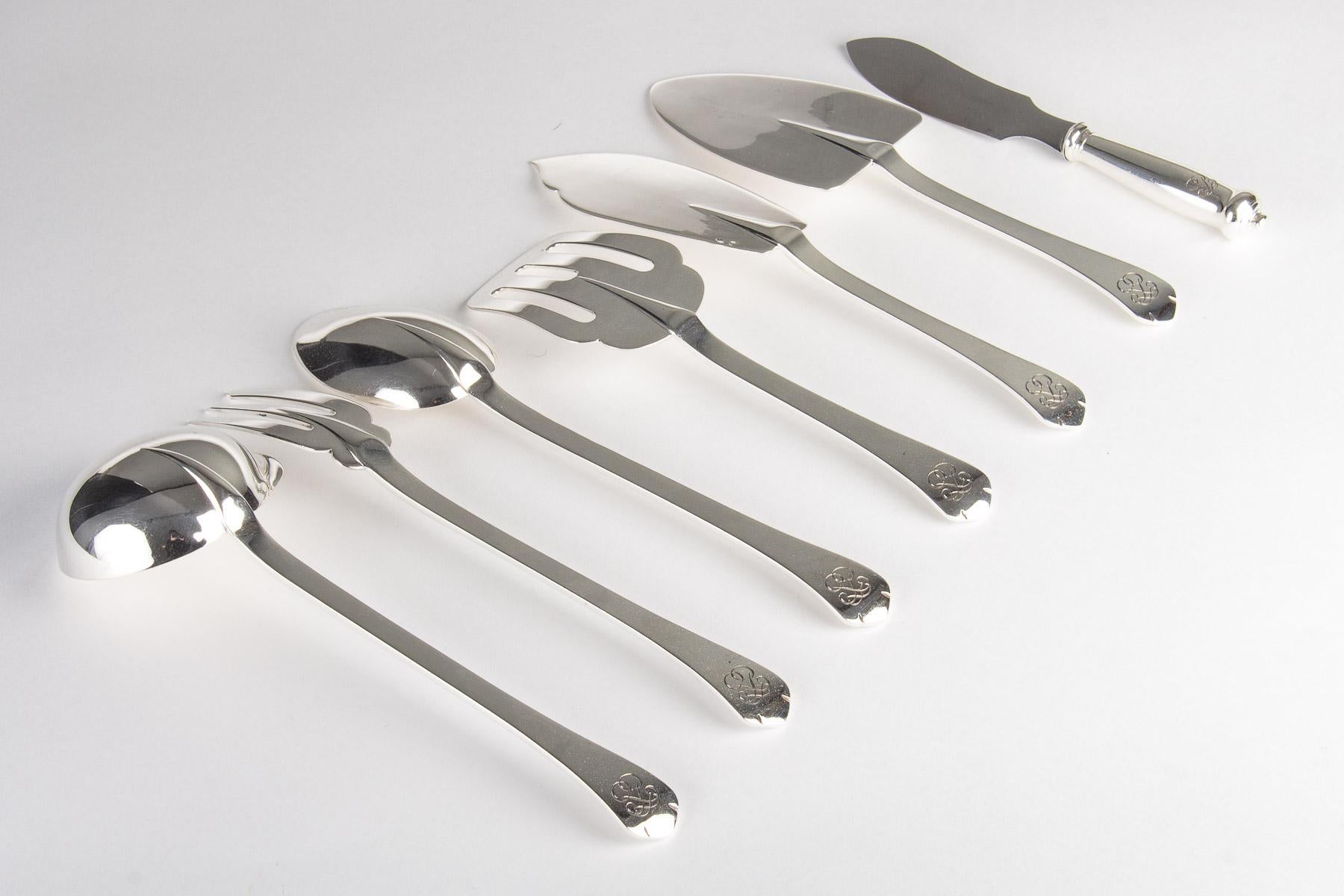 Puiforcat, Cutlery Flatware Set Medicis Sterling Silver, 139 Pieces 8