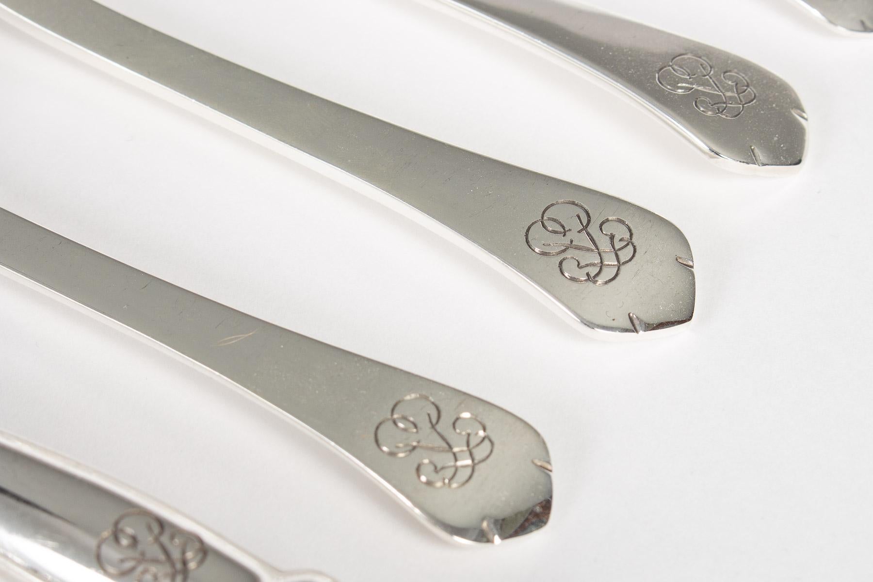 Puiforcat, Cutlery Flatware Set Medicis Sterling Silver, 139 Pieces In Good Condition In Boulogne Billancourt, FR