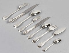 Puiforcat, Cutlery Flatware Set Noailles Sterling Silver, 116 Pieces