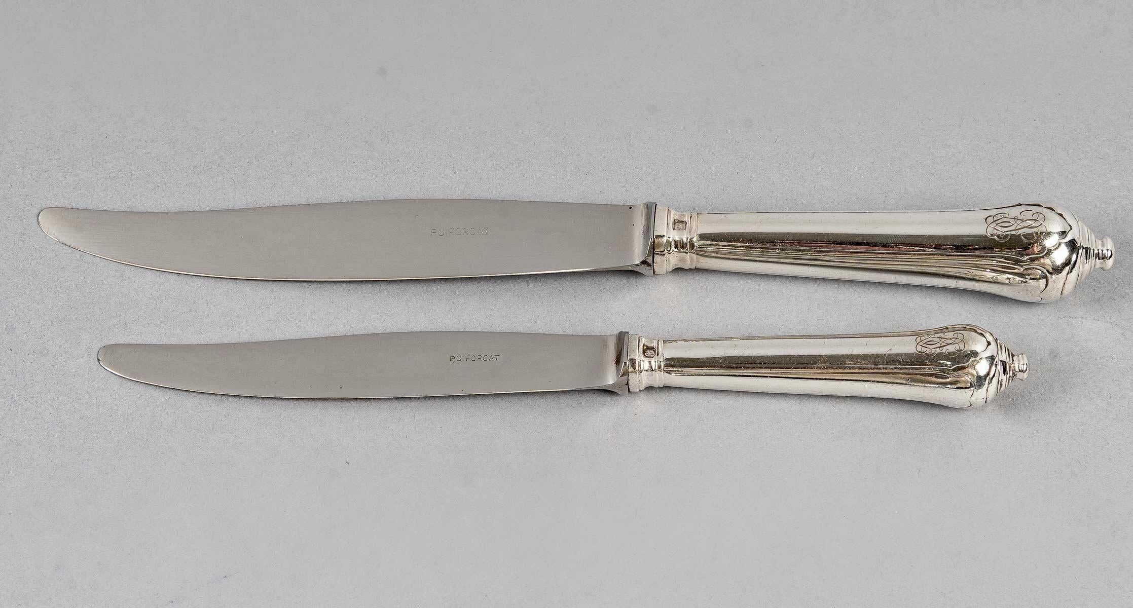 Puiforcat, Cutlery Flatware Set Noailles Sterling Silver, 116 Pieces 1
