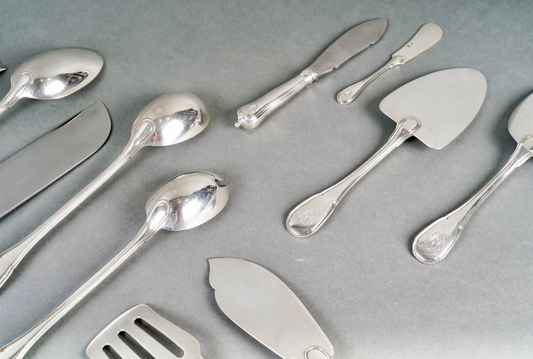 Puiforcat - Cutlery Flatware Set Noailles Sterling Silver - 145 Pieces For Sale 2