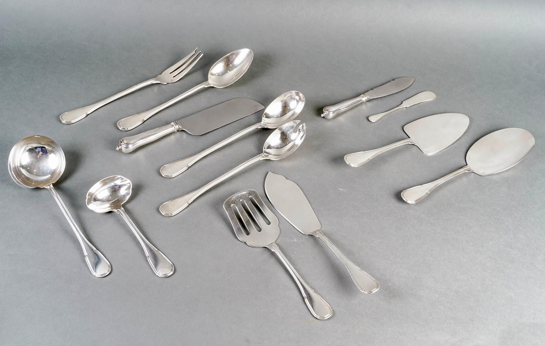Puiforcat - Cutlery Flatware Set Noailles Sterling Silver - 145 Pieces For Sale 3