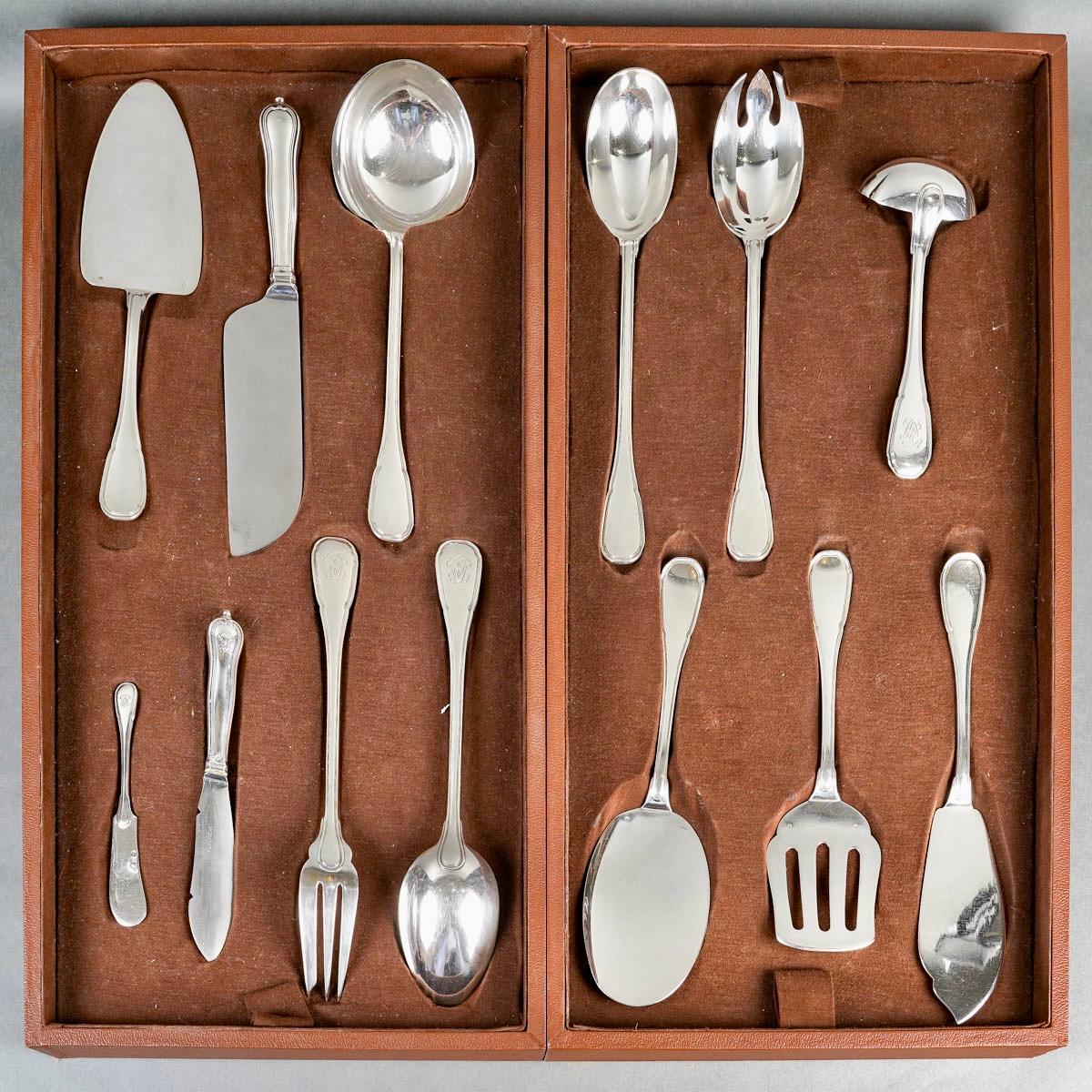 Puiforcat - Cutlery Flatware Set Noailles Sterling Silver - 145 Pieces For Sale 4