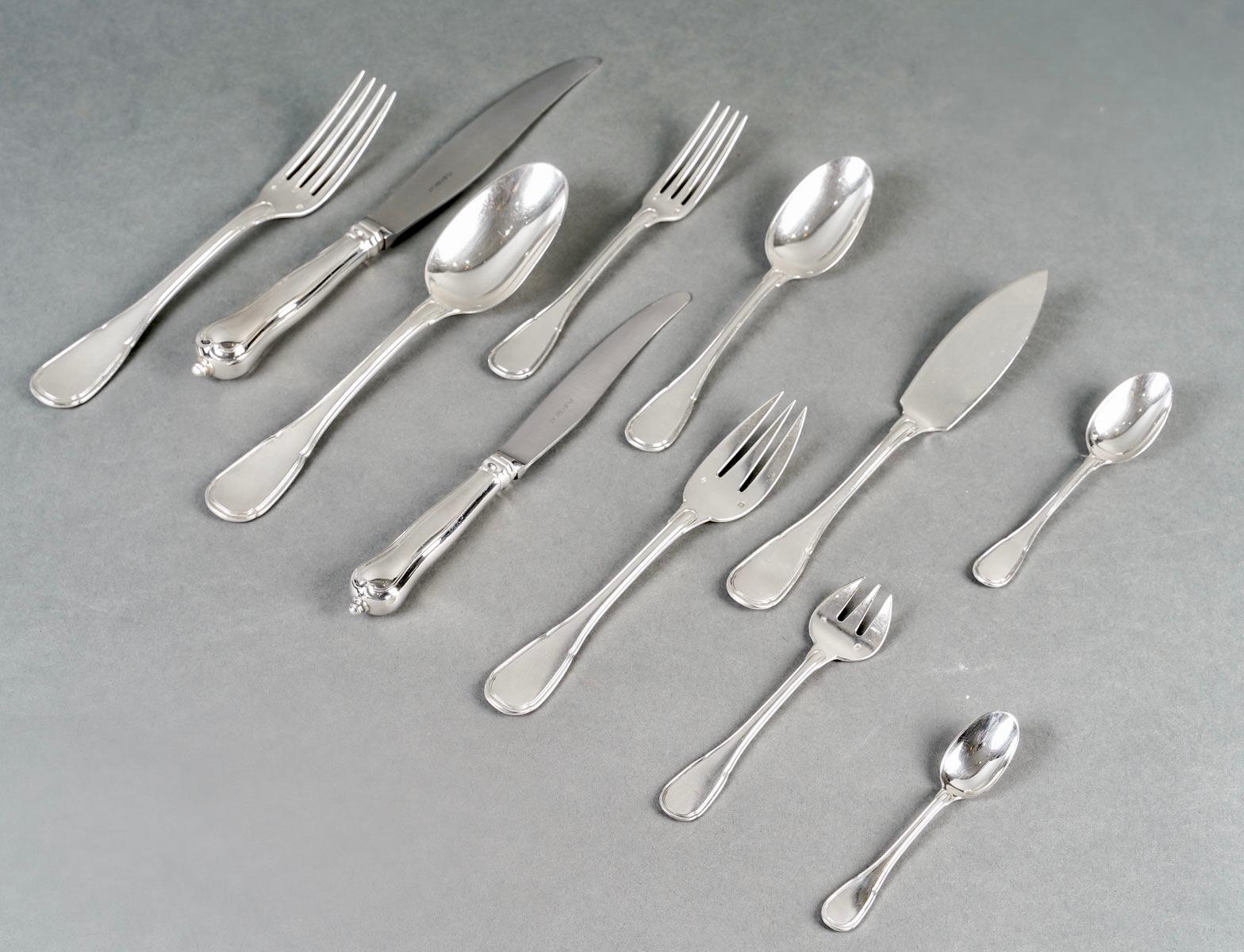 Puiforcat - Cutlery Flatware Set Noailles Sterling Silver - 145 Pieces For Sale 6