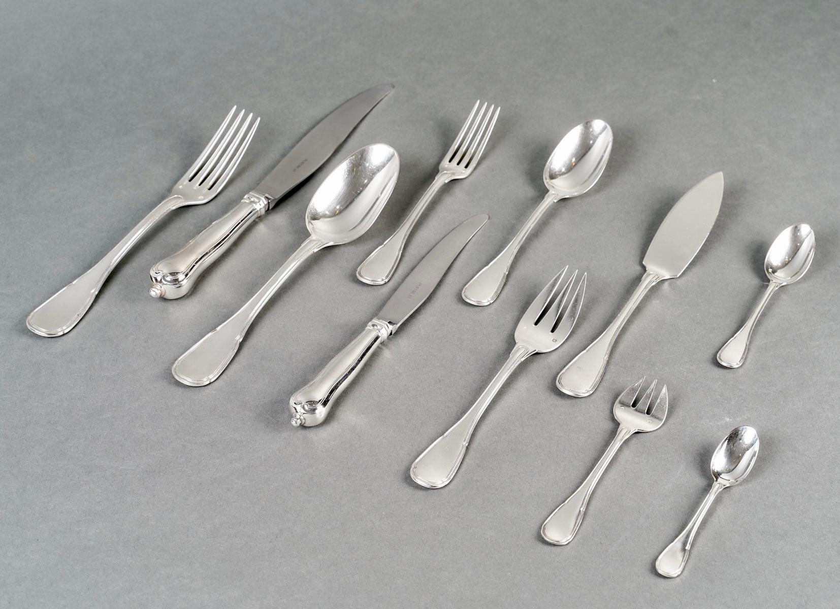 Puiforcat - Cutlery Flatware Set Noailles Sterling Silver - 145 Pieces For Sale 7