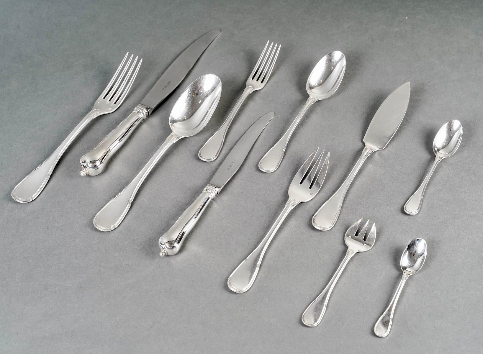 Puiforcat - Cutlery Flatware Set Noailles Sterling Silver - 145 Pieces For Sale 11