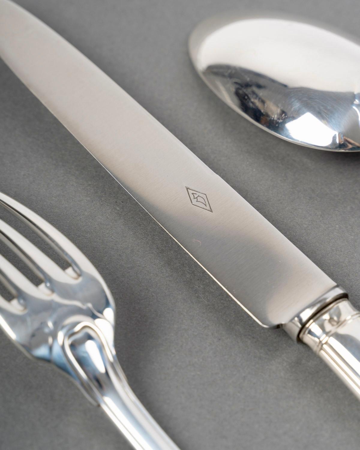 Puiforcat - Set di posate Noailles in argento 925 - 42 pezzi in vendita 3