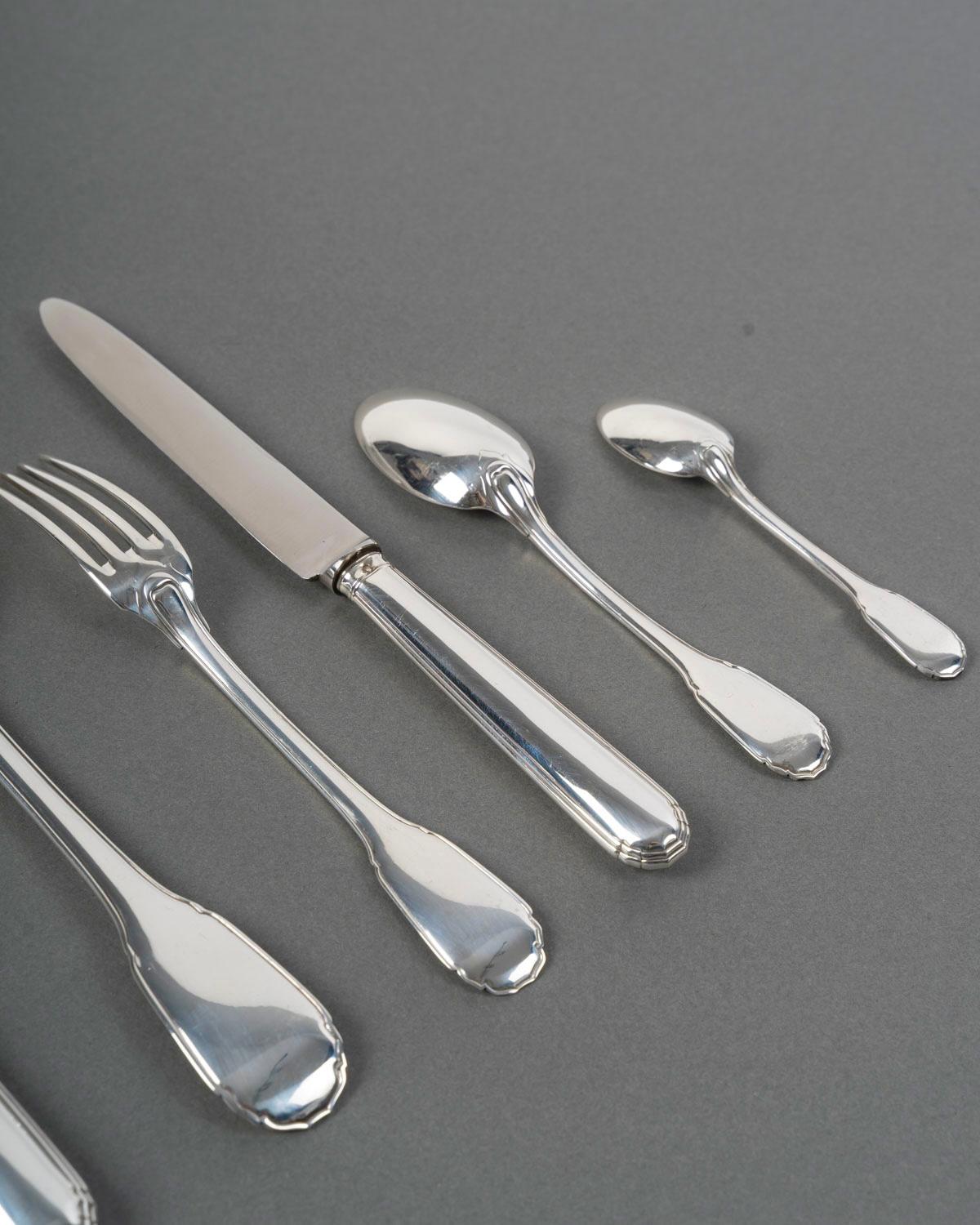 Puiforcat - Set di posate Noailles in argento 925 - 42 pezzi in vendita 1
