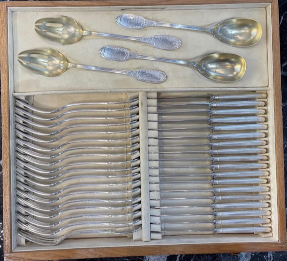 Puiforcat Emile circa 1860 Sterling Silver Cutlery 256 Pieces For Sale 1